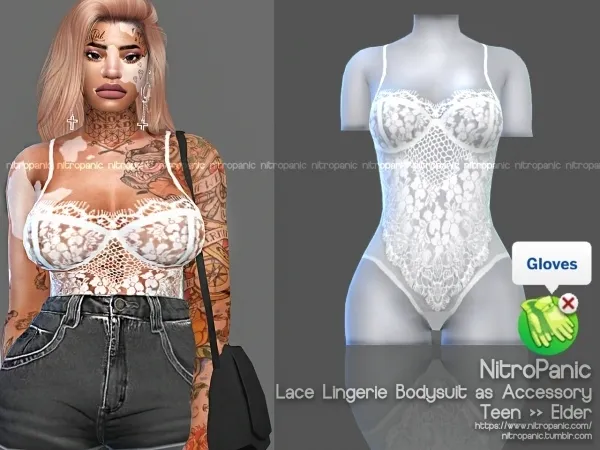 Alpha Lace Lingerie Bodysuit (as Accessory) Updated - The Sims 4 Custom Content