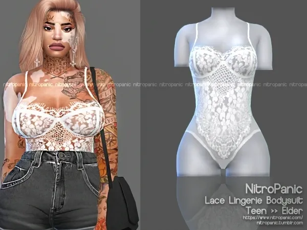 Alpha Lace Lingerie Bodysuit (TOP) Updated by nitropanic - The Sims 4 Custom Content