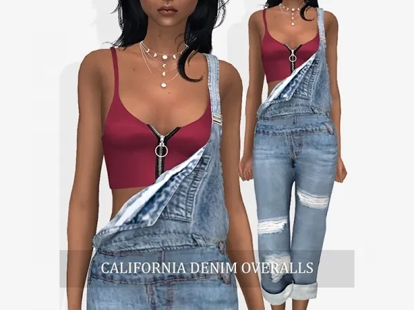 Alpha California Denim Overalls - The Sims 4 Custom Content