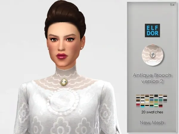 Maxis Match Antique Brooch version 2 by elfdor - The Sims 4 Custom Content