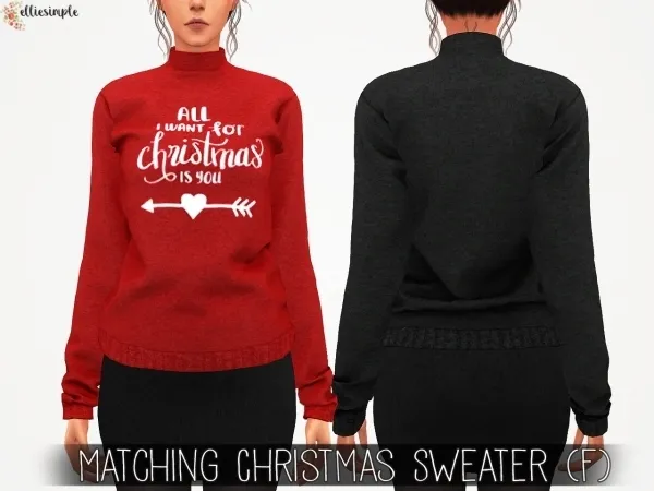 Alpha Elliesimple Matching Christmas Sweater (F) by elliesimple - The Sims 4 Custom Content