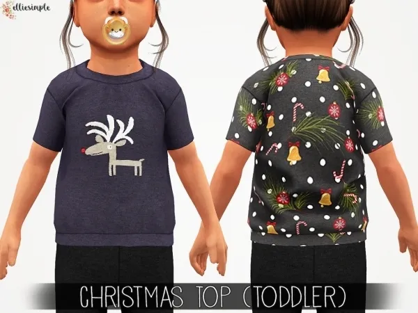 Alpha Elliesimple Christmas Top for Toddlers (unisex) by elliesimple - The Sims 4 Custom Content