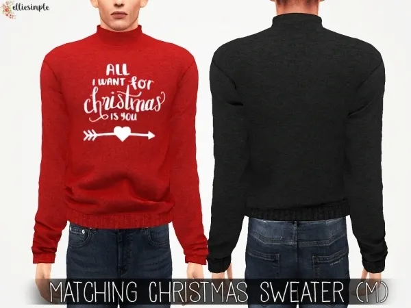 Alpha Elliesimple Matching Christmas Sweater (M) by elliesimple - The Sims 4 Custom Content