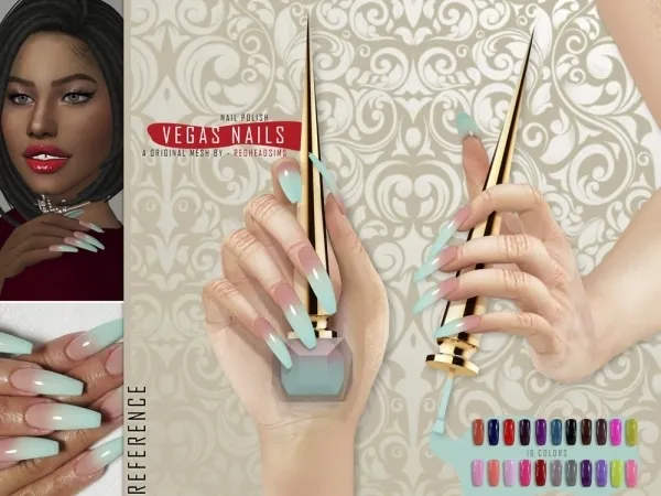 Alpha VEGAS NAILS by redheadsims - The Sims 4 Custom Content