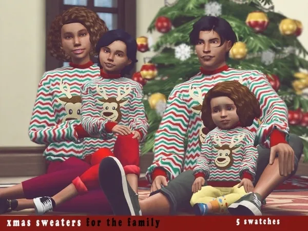 Alpha Xmas sweaters for the family - The Sims 4 Custom Content
