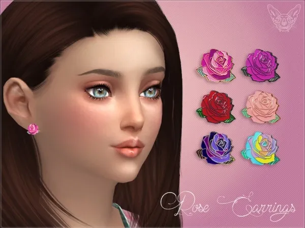 Alpha Rose Studs For Kids by giuliettasims - The Sims 4 Custom Content