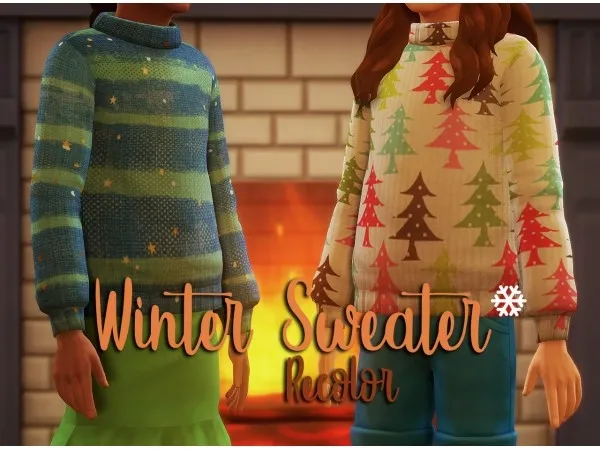 Maxis Match Winter Sweater Recolor by simsfinds - The Sims 4 Custom Content