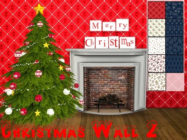 Alpha Christmas Wall Set 2 by thesimsresource - The Sims 4 Custom Content