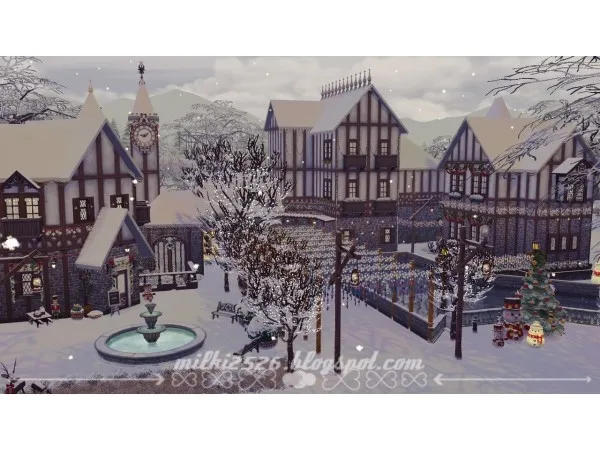 Maxis Match Winter town by simsfinds - The Sims 4 Custom Content