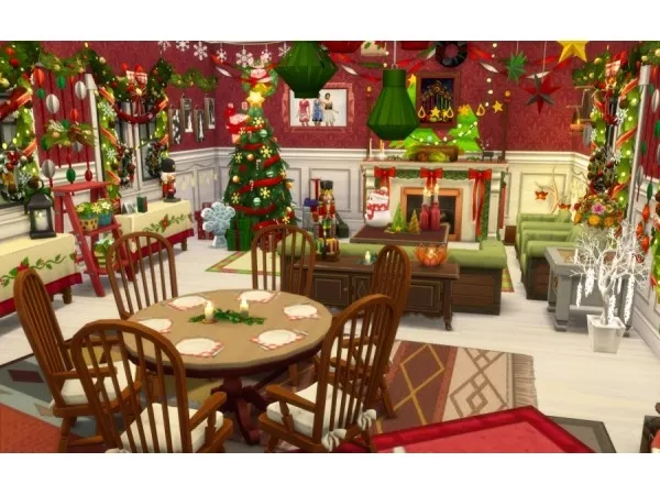 Alpha Red Christmas Coin room by simsfinds - The Sims 4 Custom Content