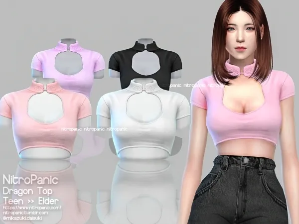 Alpha Dragon Top by nitropanic - The Sims 4 custom content