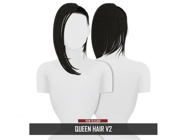 Alpha QUEEN HAIR V2 by redheadsims - The Sims 4 Custom Content