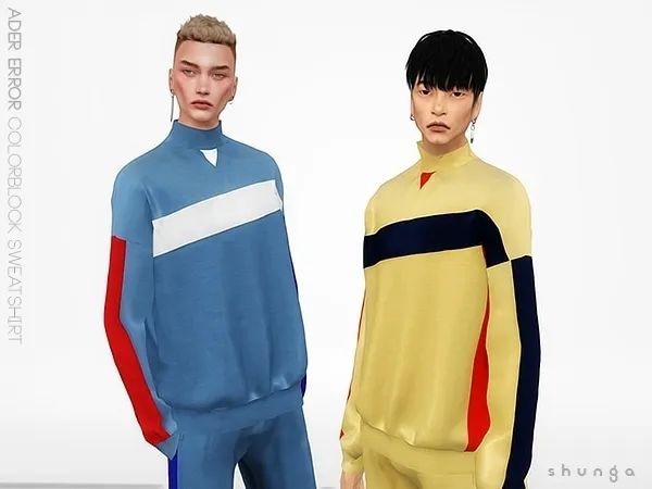 Alpha SHUNGA ADER ERROR Colorblock Sweatshirt by shunga - The Sims 4 Custom Content