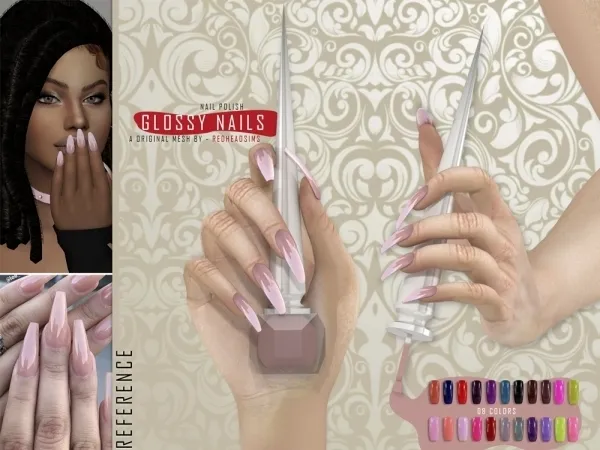 Alpha GLOSSY NAILS by redheadsims - The Sims 4 Custom Content