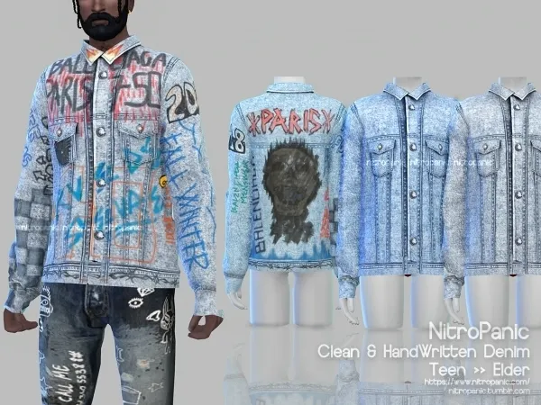 Alpha Clean Handwritten Denim by nitropanic - The Sims 4 Custom Content