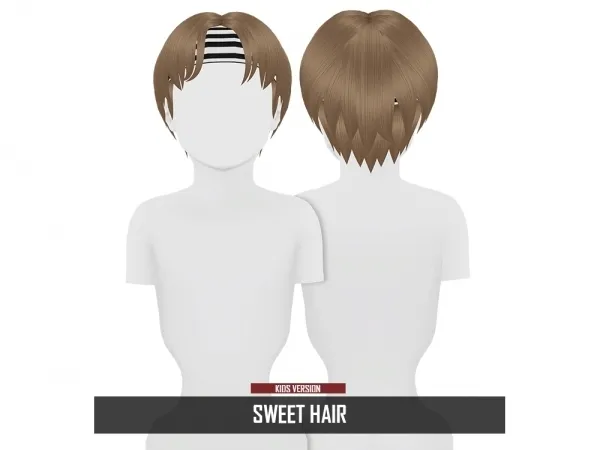 Alpha SWEET HAIR KIDS VERSION by redheadsims - The Sims 4 Custom Content