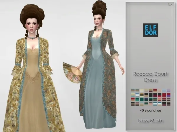Maxis Match Rococo Court Dress by elfdor - The Sims 4 Custom Content