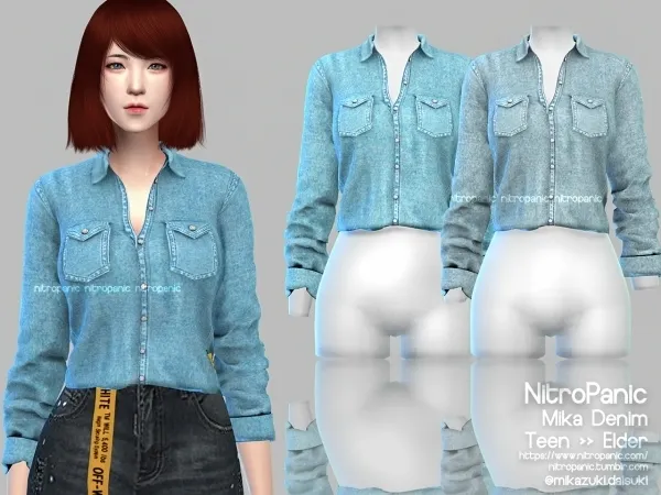 Alpha Mika Denim by nitropanic - The Sims 4 Custom Content
