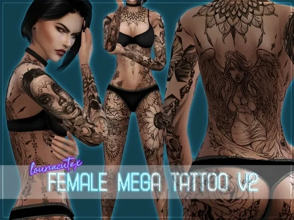 Mix Female Mega Tattoo V2 Lounacutex by lounacutex - The Sims 4 Custom Content