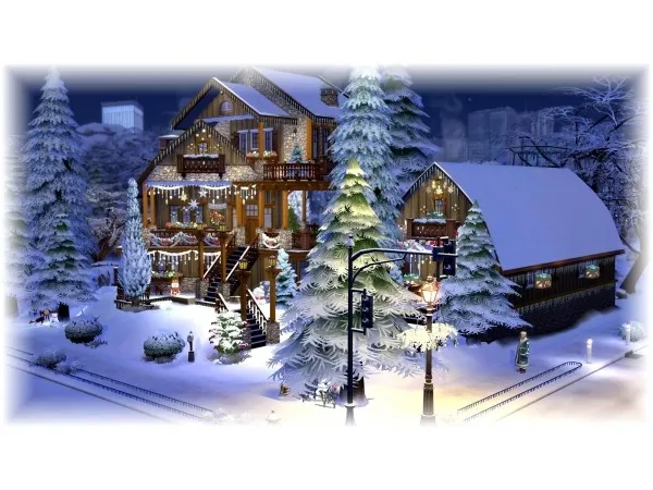 Alpha Christmas cottage 2018 cyrano by simsfinds - The Sims 4 Custom Content