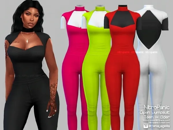 Alpha Open Jumpsuit - The Sims 4 Custom Content