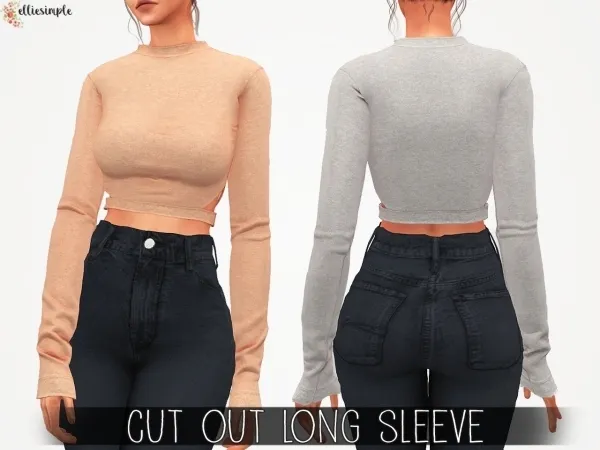 Alpha Elliesimple Cut Out Long Sleeve by elliesimple - The Sims 4 Custom Content