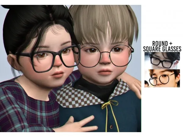 Alpha Round square glasses by simsfinds - The Sims 4 Custom Content