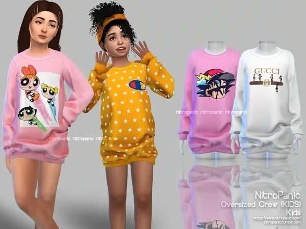Alpha Oversized Crewneck (KIDS F) by nitropanic - The Sims 4 Custom Content
