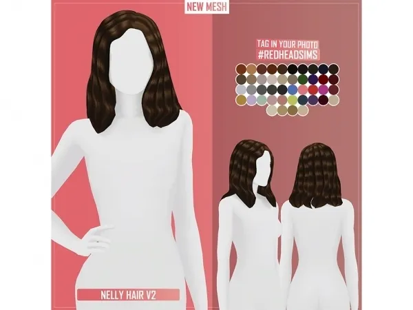 Maxis Match NELLY HAIR V2 by redheadsims - The Sims 4 custom content