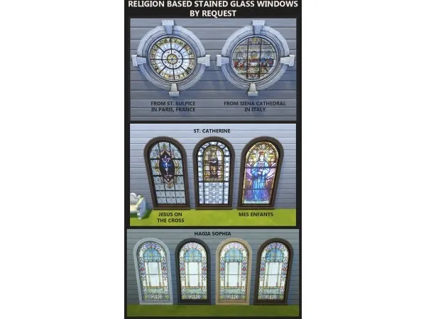 Alpha Stained Glass Windows Religious Theme Base Game Compatible by simsfinds - The Sims 4 Custom Content