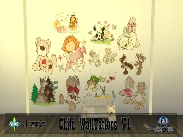 Alpha Child WallTattoos V1 - The Sims 4 Custom Content