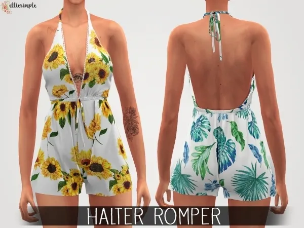 Alpha Elliesimple Halter Romper by elliesimple - The Sims 4 Custom Content