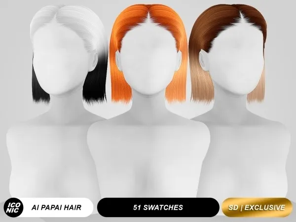 Alpha ICONIC Ai Papai (Hair) by iconic - The Sims 4 custom content