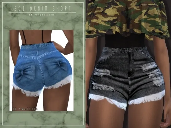 Alpha BR sims Bow Denim Short by bluerose-sims - The Sims 4 Custom Content