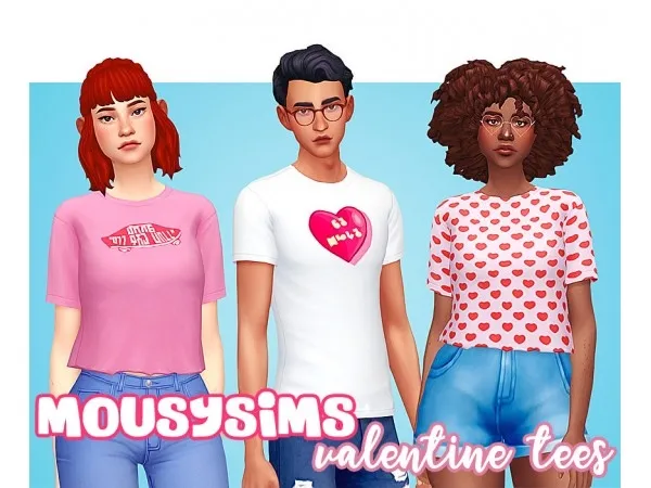 Maxis Match Valentine tees by mousysims - The Sims 4 Custom Content