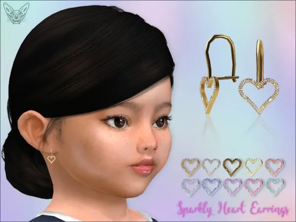 Alpha Sparkly Heart Earrings For Toddlers by giuliettasims - The Sims 4 Custom Content