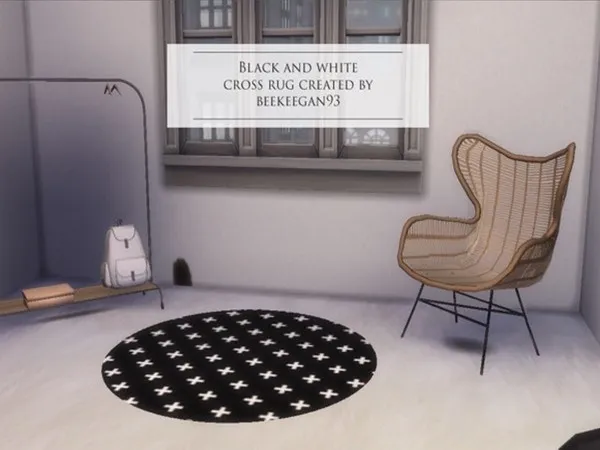 Alpha Black and White cross rug - The Sims 4 Custom Content