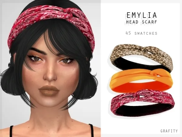Alpha Emylia Head Scarf by grafity-cc - The Sims 4 Custom Content