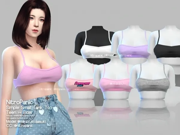 Alpha Simple Small Tanktop by nitropanic - The Sims 4 Custom Content