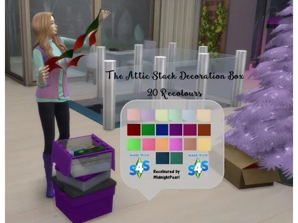 Alpha The Attic Stack Decoration Box 20 Colours by simsfinds - The Sims 4 Custom Content