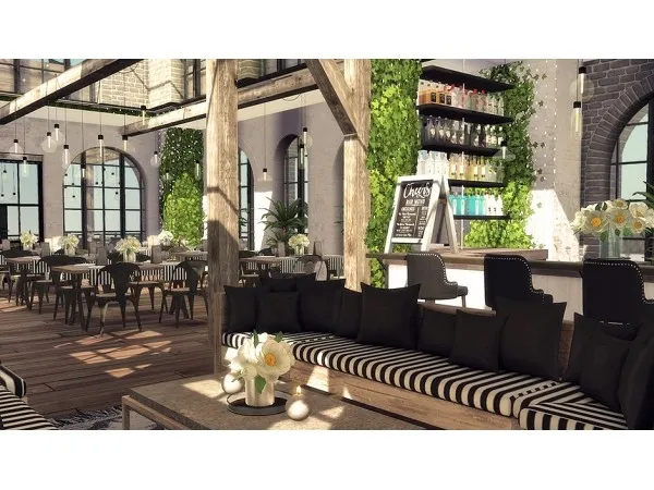 Mix Skylight Restaurant Bar by simsfinds - The Sims 4 Custom Content
