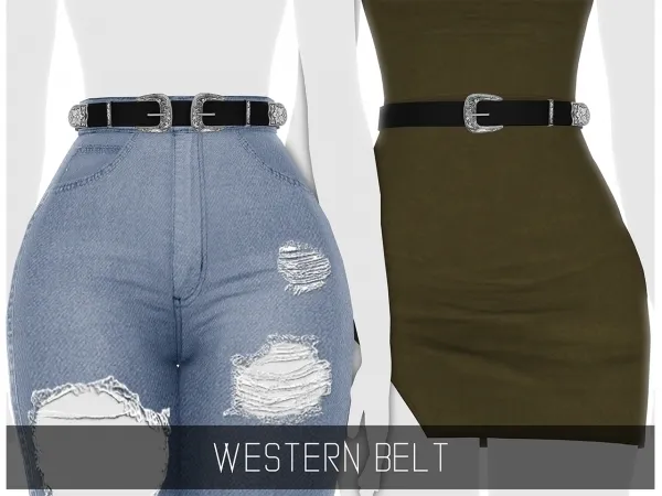 Alpha WESTERN BELT by simsfinds - The Sims 4 Custom Content