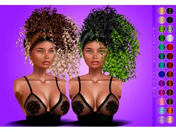Alpha Serafin Hair BLACK QUEEN SIMS by simsfinds - The Sims 4 Custom Content
