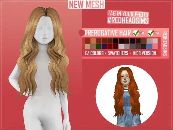 Maxis Match PREROGATIVE HAIR KIDS VERSION by redheadsims - The Sims 4 Custom Content