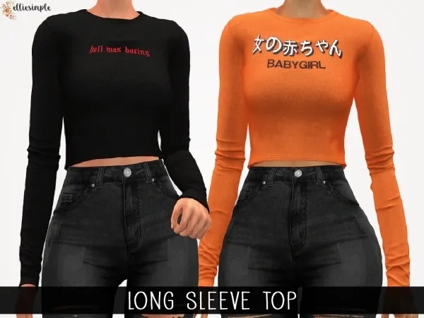 Alpha Elliesimple x Slay Classy Long Sleeve Top by elliesimple - The Sims 4 Custom Content