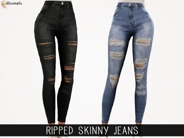 Alpha Elliesimple Ripped Skinny Jeans by elliesimple - The Sims 4 Custom Content