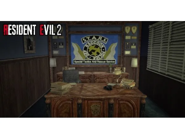 Alpha mimoto sims Resident Evil 2 Remake STARS Office by simsfinds - The Sims 4 Custom Content