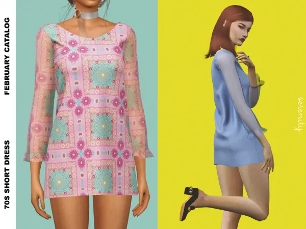 Alpha 70s Short Dress by serenity-cc - The Sims 4 Custom Content