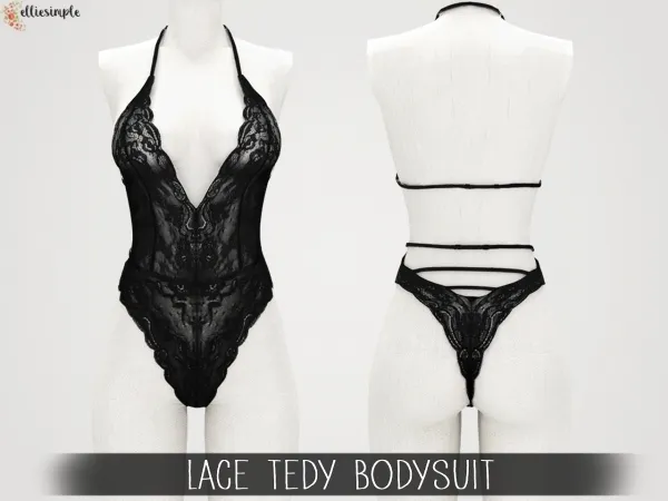 Alpha Elliesimple Lace Teddy Bodysuit by elliesimple - The Sims 4 Custom Content