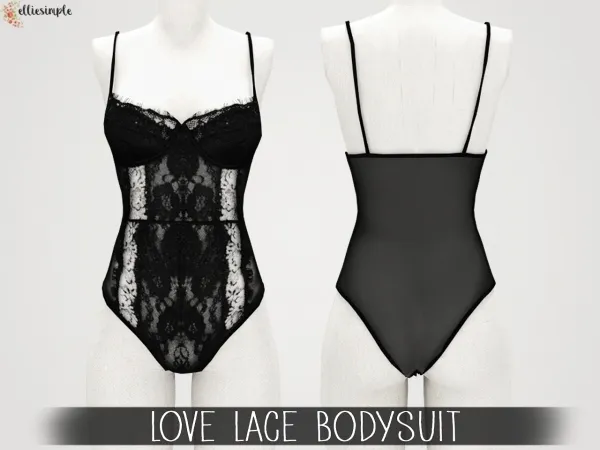 Alpha Elliesimple Love Lace Bodysuit - The Sims 4 Custom Content